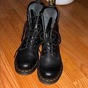 Black Leather Lace-Up Boots